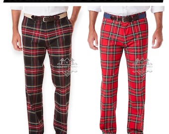 Vtg 70s Sears Kings Road Plaid Red Trousers Pants 34x29 Mens Retro