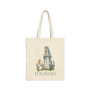 Katholische Einkaufstasche | Marian Aparition Einkaufstasche | Unsere Liebe Frau von Lourdes | Lourdes | Jungfrau Maria von Lourdes Einkaufstasche