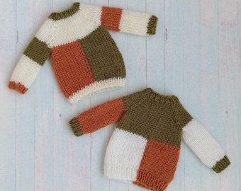 Knitted Wool Autumn Sweater Set for Blythe Doll: Handmade Cozy Outfit
