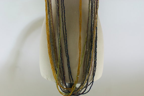 Vintage Multi-Strand Iridescent Multi-Colored See… - image 1