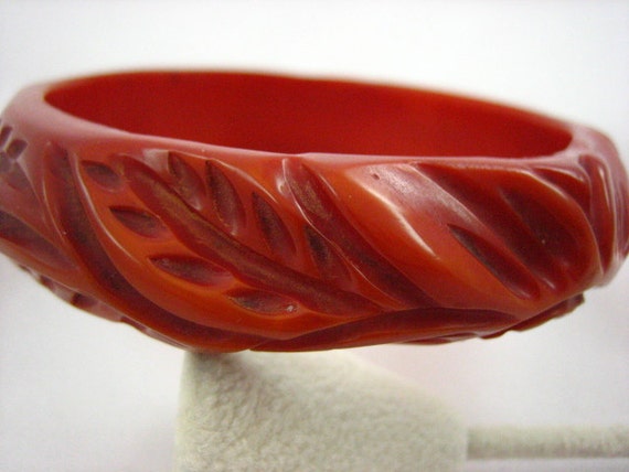 Vintage Over Dyed Butterscotch Bakelite Bangle Br… - image 1