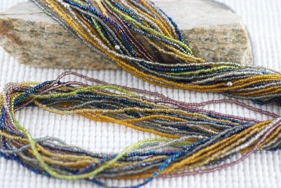 Vintage Multi-Strand Iridescent Multi-Colored See… - image 3