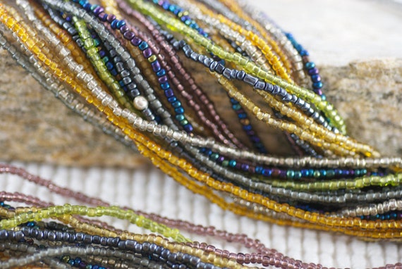 Vintage Multi-Strand Iridescent Multi-Colored See… - image 2