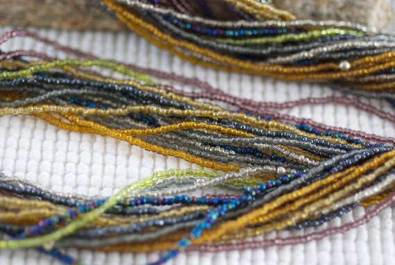 Multicolour Strands Vintage Multi-Strand Iridescent Multi-Colored Seed Be… - Gem