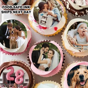 Custom Edible Photos or Logos Cupcake Toppers Made of Wafer Paper, Edible Image Cake Topper for Weddings, Business, Birthdays, Graduations
