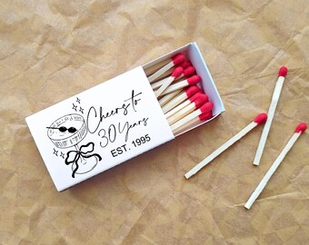 Cheers to 30 Years Birthday Matchbooks Vintage 1995 Match Boxes Martini Birthday Party Favors Est 1995 Custom Matchboxes Aged To Perfection