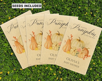 Little Pumpkin Seed Packets for Baby Shower, A Little Pumpkin is on the Way, Autumn Baby Shower Seed Packet Favors, Eco Party Favor Idea
