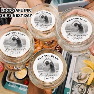 Edible Bridesmaid Proposal Drink Topper with Photo Will You Be My Bridesmaid Party Decor Maid Of Honor Proposal Cocktail Topper Bride Tribe