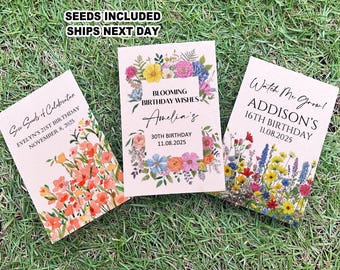 Wildflower Birthday seed packets Custom Seed Packets for Birthday Party Bulk Birthday Favor for Guests Unique Party Favors Thank you Cards
