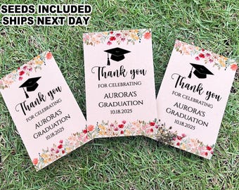 Wildflower Graduation Party Seed Packets, Class of 2026 Announcement Invitation Cards with Seeds, Congratulations Grad Party Seed Favors