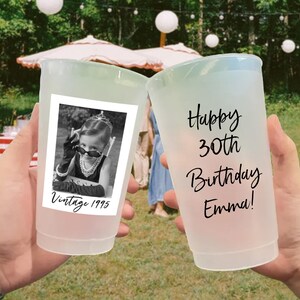 16oz Custom Face Frosted Birthday Party Cups Double-sided Printed Personalized 30th Birthday Cup Vintage 1995 Photo Birthday Cup Party Decor