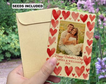 Personalized Valentine Seed Packet with Photo, Custom Couple Favors, Girls Valentine Party Favors, Valentine’s Day Gift for Him Her