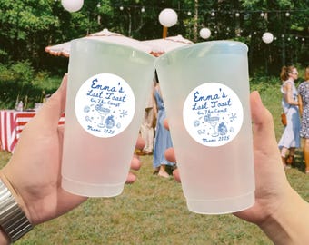 Personalized Beach Bachelorette Cups, Last Toast on the Coast, Bride Tribe Party Cups, Custom Reusable Frosted Cups, Destination Wedding Cup