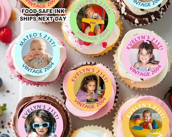 21st Birthday Cupcake Toppers, Custom Face Cupcake Toppers, Dirty 30 Decorations, Personalized Vintage 1995 Cake Topper, 30th Birthday Decor