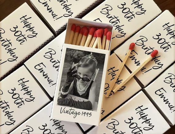 Personalized Birthday Matches Party Favors Double-sided Matchboxes 30th Birthday Matchbook Milestone Birthday Celebration Bachelorette Favor