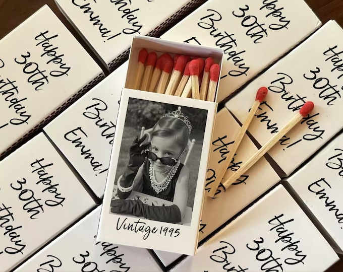 Personalized Birthday Matches Party Favors Double-sided Matchboxes 30th Birthday Matchbook Milestone Birthday Celebration Bachelorette Favor
