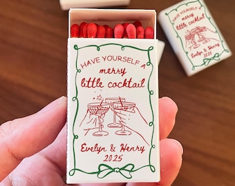 Have Yourself A Merry Cocktail Matchboxes – Unique Christmas Wedding Favors, Holiday Wedding Party Matches Personalized Gifts for Guests