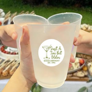 Just a Tini Bit Older Birthday Party Cups Custom Birthday Frosted Cups 21st 30th 40th 50th Martini Birthday Cup Favors Birthday Party Decor