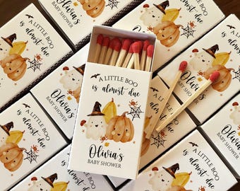 Custom Halloween Baby Shower Matchboxes, Little Boo Baby Shower Favors, Ghost & Autumn Themed Party Keepsakes, Fall Baby Sprinkle Gifts