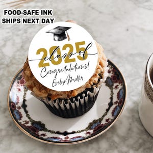 Class of 2025 Custom Graduation Edible Cupcake Toppers, Graduation Party Decorations, Oreo Cookie Toppers for Graduation, Congrats Grad 2025