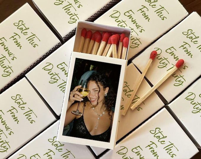 I Stole This from Photo Matchbooks/Personalized Birthday Matches/Bachelorette Matchboxes/30th Birthday Party Favors/Custom Matchbox Favors