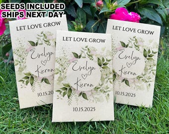 Bulk Eco-Friendly Wildflower Seed Packet Wedding Favors for Guest Personalized Seed Favor for Bridal Shower Wedding Seed Favor Let Love Grow
