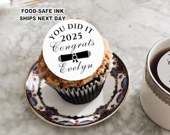 2025 Graduation Cupcake Topper - You did it!, She Did It Graduation Decorations, Retirement Topper, Congratulations Toppers Class of 2025