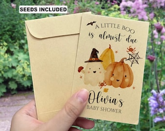 A Little Boo Is Almost Due Halloween Baby Shower Seed Packets/Ghost Halloween Baby Shower Favors/Autumn Baby Shower Invitations/Party Favors
