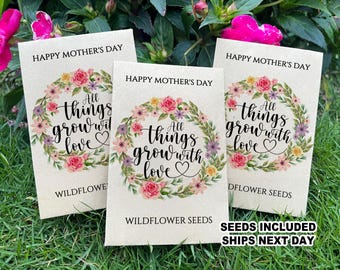 All Things Grow with Love Seed Packets, Celebration of Mom Mother's Day Brunch Favors, Eco-friendly Mother's Day Cards, Happy Mother's Day