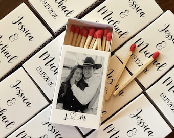 Custom Wedding Matchbooks with Photo Bulk Wedding Favors Double-Sided Printing Matches for Wedding Bridal Shower & Bachelorette Party Favors