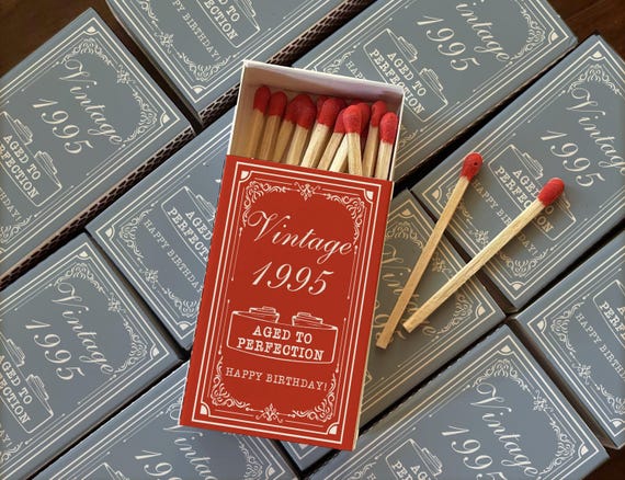 Birthday Party Favor Bulk Matches Double Sided, Aged to Perfection Birthday Favors, Personalized Matchboxes, Milestone Birthday Celebrations