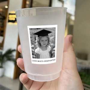 Personalized Graduation Frosted Cups | 9oz 10oz 12oz 16oz Party Cups | Custom Graduation Favors | Class of 2026 Keepsake Cups | Photo Cups