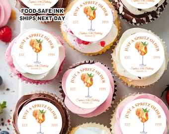 Orange Spritz Inspired Birthday Cupcake Toppers: Edible Cocktail Party Decor