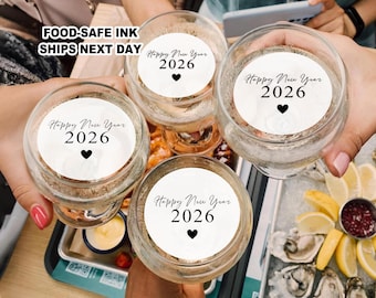 Happy New Year 2026 Drink Toppers, Edible Cupcake Toppers, Champagne Glass Toppers, New Year Party Decor, Personalized NYE Drink Decoration