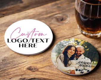 Custom Coaster with Your Logo/Photo, Personalized Printed Coasters for Restaurants, Bars, Events, Weddings & Promotions, Realtor Coaster