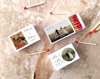 Custom Photo Wedding Matchboxes, Personalized Printed Matches, The Perfect Match Favors, Bridal Shower and Reception Party Favors