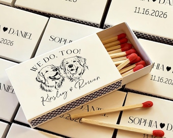 Personalized Wedding Matchbox Favors Custom Pet Portrait Matches We Do Too Dog Wedding Favor Dog Lover Wedding Decor Pet Wedding Keepsake