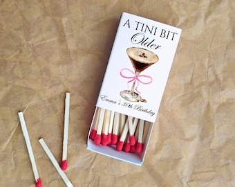Espresso Martini Birthday Match Boxes A Tini Bit Older Women’s Birthday Favors Est. 1995 Aged To Perfection Matches Dirty Thirty Party Decor