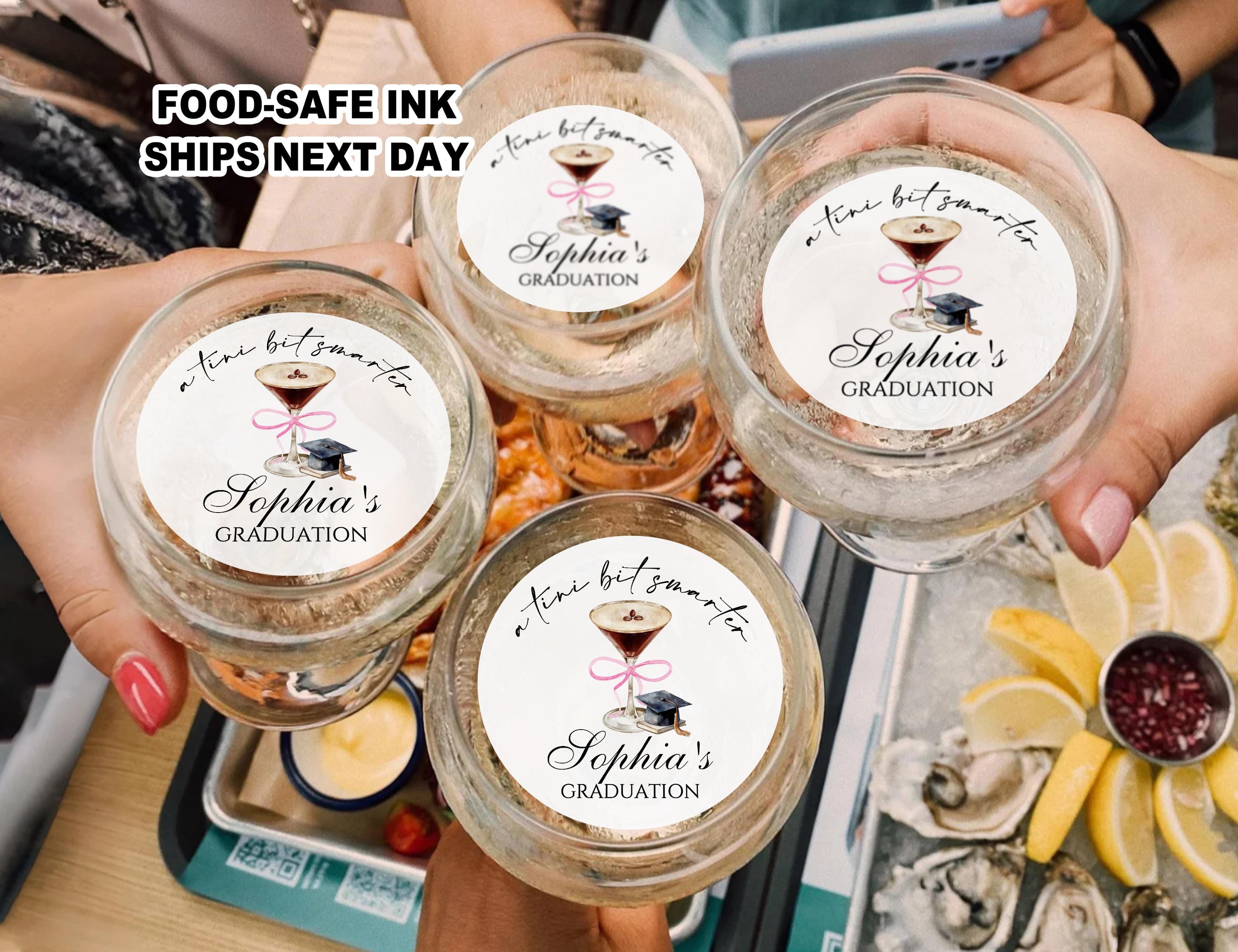 A Tini Bit Smarter Graduation Edible Cocktail Toppers, Martini-Themed Grad Party Decorations, Congrats Grad Drink Toppers, Class of 2025