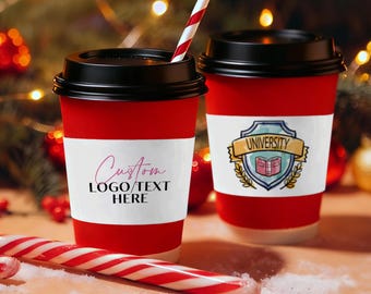 Photo Coffee Sleeve | Custom Logo Cup Wrap | Personalized Cup Sleeve for Events | Holiday Party Drink Sleeve | Business Promo Cup Wrap Gift
