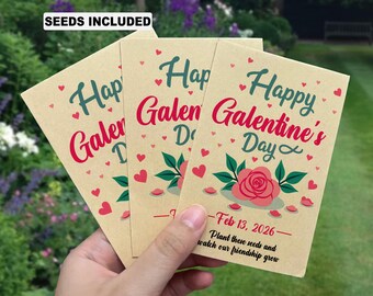 Happy Galentine’s Day Seed Packets, Gal Pals Party Favor, Seeds Included, Valentine Friendship Gift, Girls Night Decor, February Party Favor