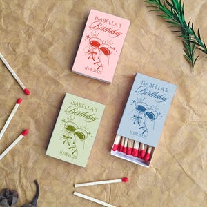 Custom Birthday Matchboxes Double-Sided/Birthday Party Favor Bulk Matches/Personalized Bachelorette Matchbook/Martini Birthday Matches Favor