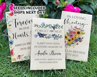 Memorial Seed Packets/In Loving Memory Funeral Favors/Celebration of Life Gifts/Sympathy Seed Favors/Remembrance Seeds/Flower Memorial Cards
