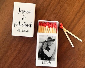 Custom Wedding Matchbooks with Photo, Personalized Guest Favors, Wedding Favors, Rehearsal Dinner Table Decor