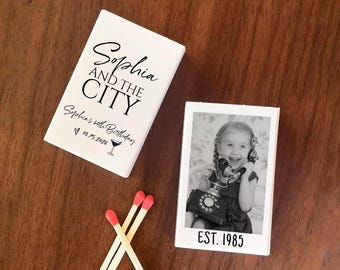 Personalized 40th Birthday Matchbooks – 40 and the City Theme Matches – Glam NYC Bachelorette Party Favors – Milestone Birthday Decorations