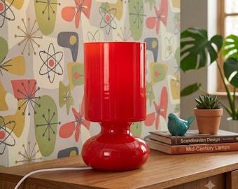 Vintage IKEA Red Glass Table Lamp – Hand Blown Scandinavian Retro Design - Lykta B0401- 2000s