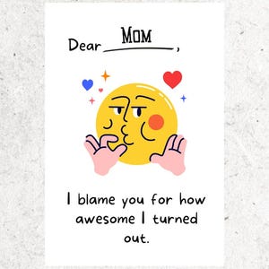 Tarjeta imprimible para el Día de la Madre, divertida tarjeta de felicitación para el Día de la Madre, tarjeta para el Día de la Madre para una hija o tarjeta de cumpleaños para una madre, tarjetas para amar a una mamá.