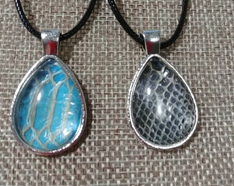 Teardrop Snake Shed Necklace with 20" cord. Dragon Tear #6