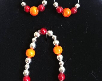New, Handmade, Virginia Tech Colors, Hokies, Bracelet and Earrings set (12ab)