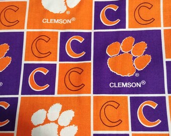 100% Cotton Clemson Fabric by the Yard.